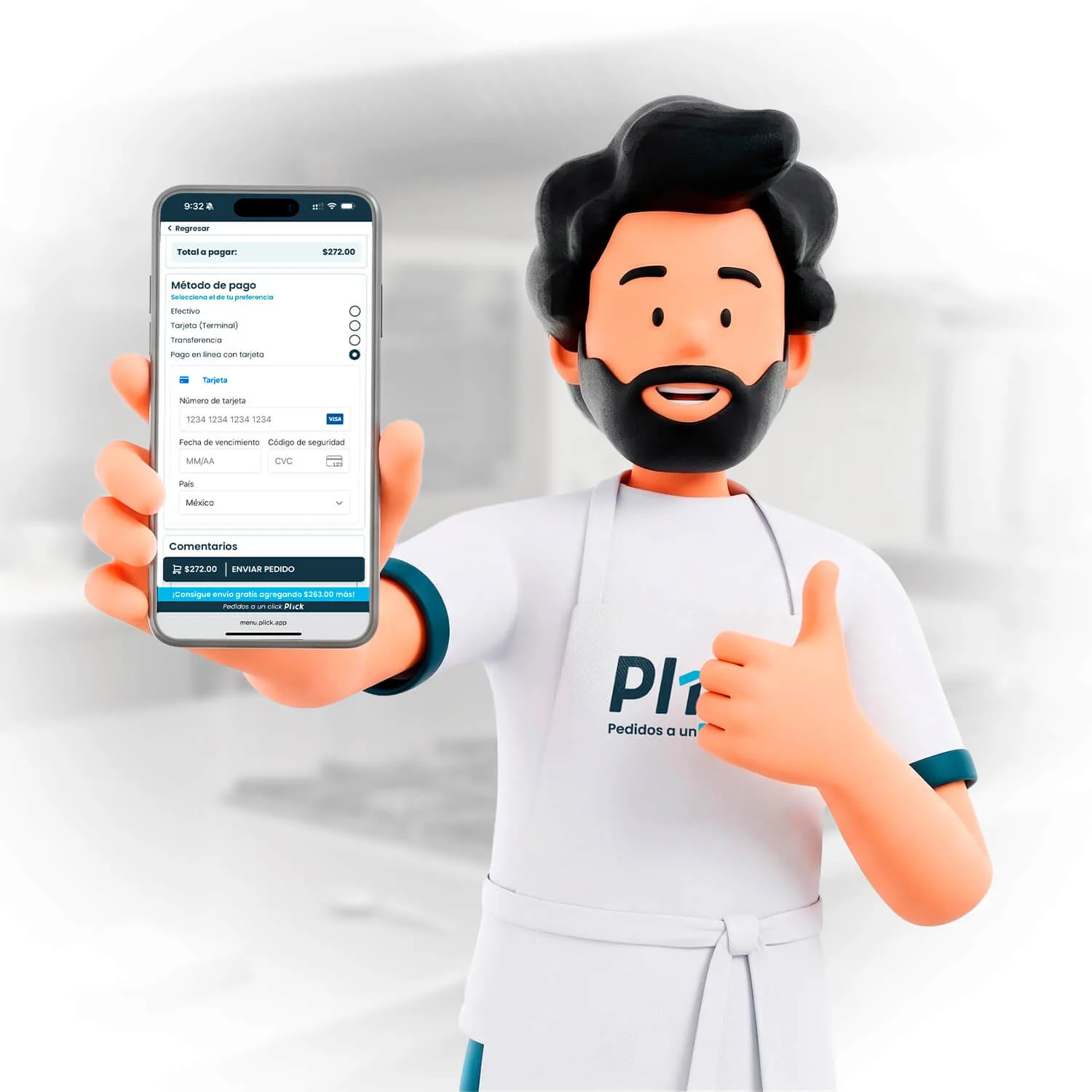 Menú digital de Plick abierto en un celular, con los productos de un restaurante listos para pedir.