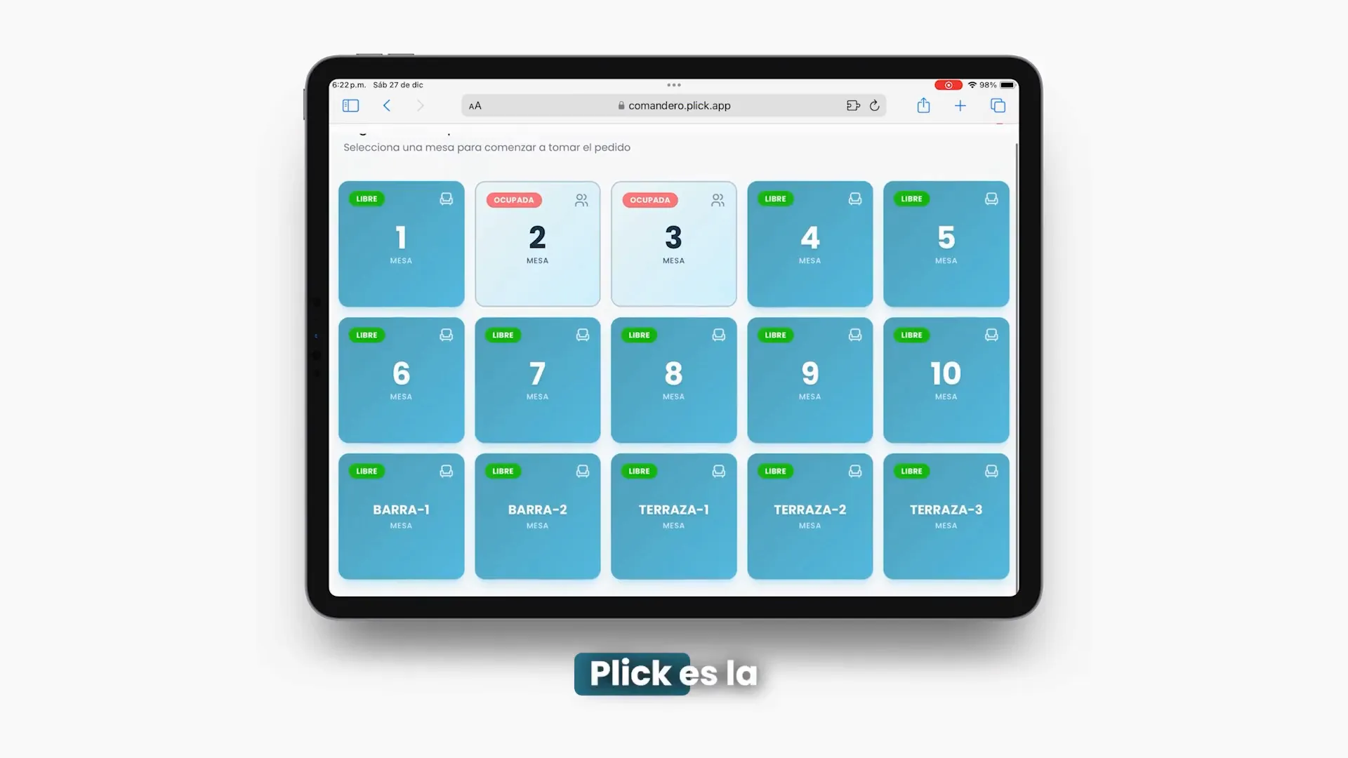 Vista previa de la demo interactiva del comandero de Plick